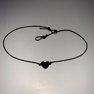 purple heart choker with pearl clasp